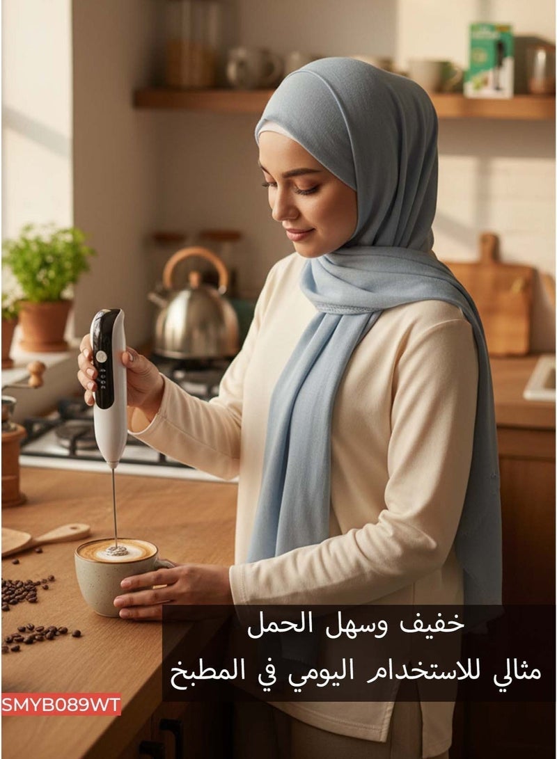 لايف ستايل مضرب رغوة الحليب الكهربائي اللاسلكي (3 سرعات) – خلاط قهوة وماتشا محمول بشحن USB مع رأسين للخلط من الفولاذ المقاوم للصدأ للاتيه، الكابتشينو، والبيض_رغوه الكابتشينو_ خلاط قهوه يدوي_صانع رغوه الحليب_مضرب نسكافيه - Image 3